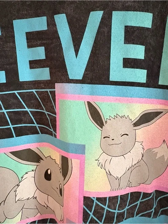 Hot Topic Pokémon Eevee Acid Wash Tee Juniors Large Contrast Stitch Cotton - Picture 3 of 4